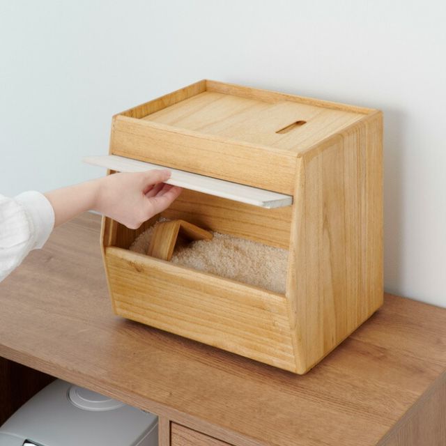 米びつ KIRISAI 桐のこめ櫃 10kg OSPO-10 桐 木製 保存容器 スライド蓋 前開き フラップ式 スタッキング 一合升 米櫃 こめびつ 常温ライスストッカー 計量カップ ナチュラル 天然木 おしゃれ かわいい 桐製 防腐 防虫 調湿性