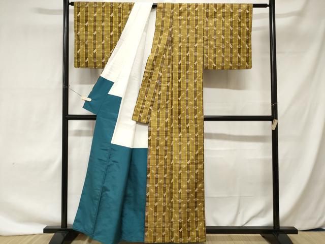 平和屋着物○上質な紬 横段文 正絹 逸品 AABD6241cs