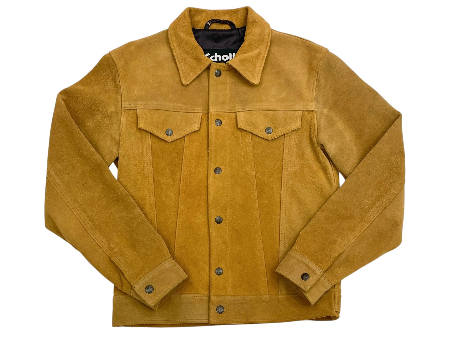 38 B-Y ユナイテッドアローズ 別注 Schott ショット 300US 7450 レザー スエードジャケット マスタード トラッカージャケット