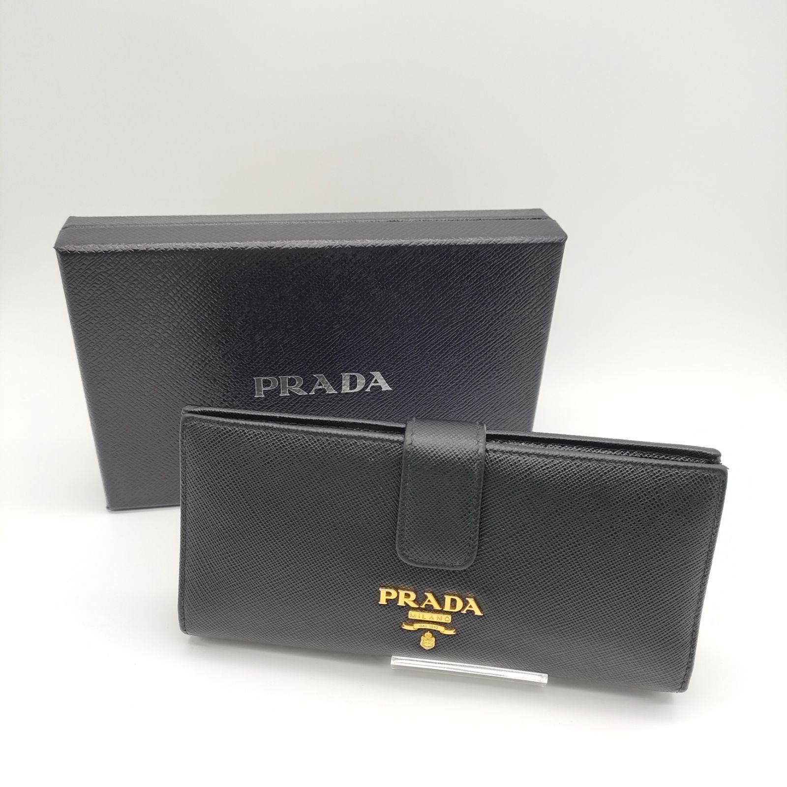 PRADA プラダ 財布 二つ折り財布 1MV025 長財布 ブラック サフィアーノ メンズ レディース ユニセックス コンパクト ブラック S1579