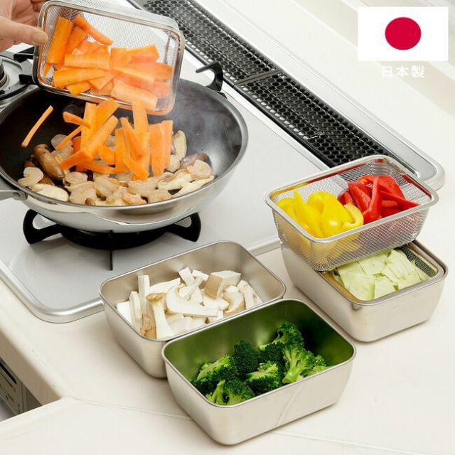 バット ザル 各3個セット ママクック シリコンフタ付 角バット-ザル 各3個セット 下村企販 キッチンバット 18-8ステンレス シリコーン蓋付 耐熱 耐冷 冷凍保存 保存容器