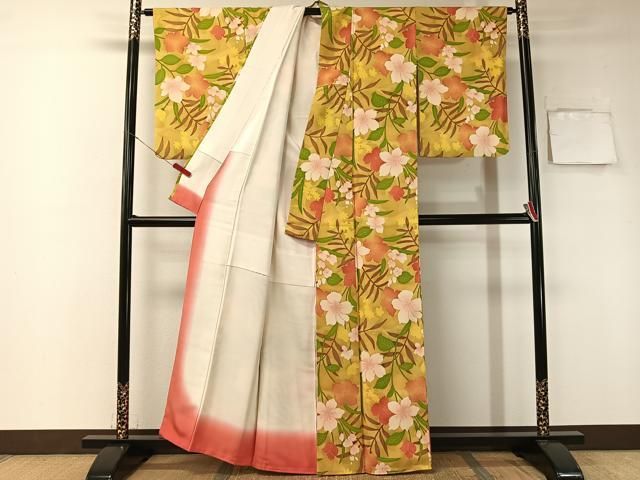 平和屋着物○上質な小紋 舞花文 蛍暈し 金彩 正絹 逸品 未