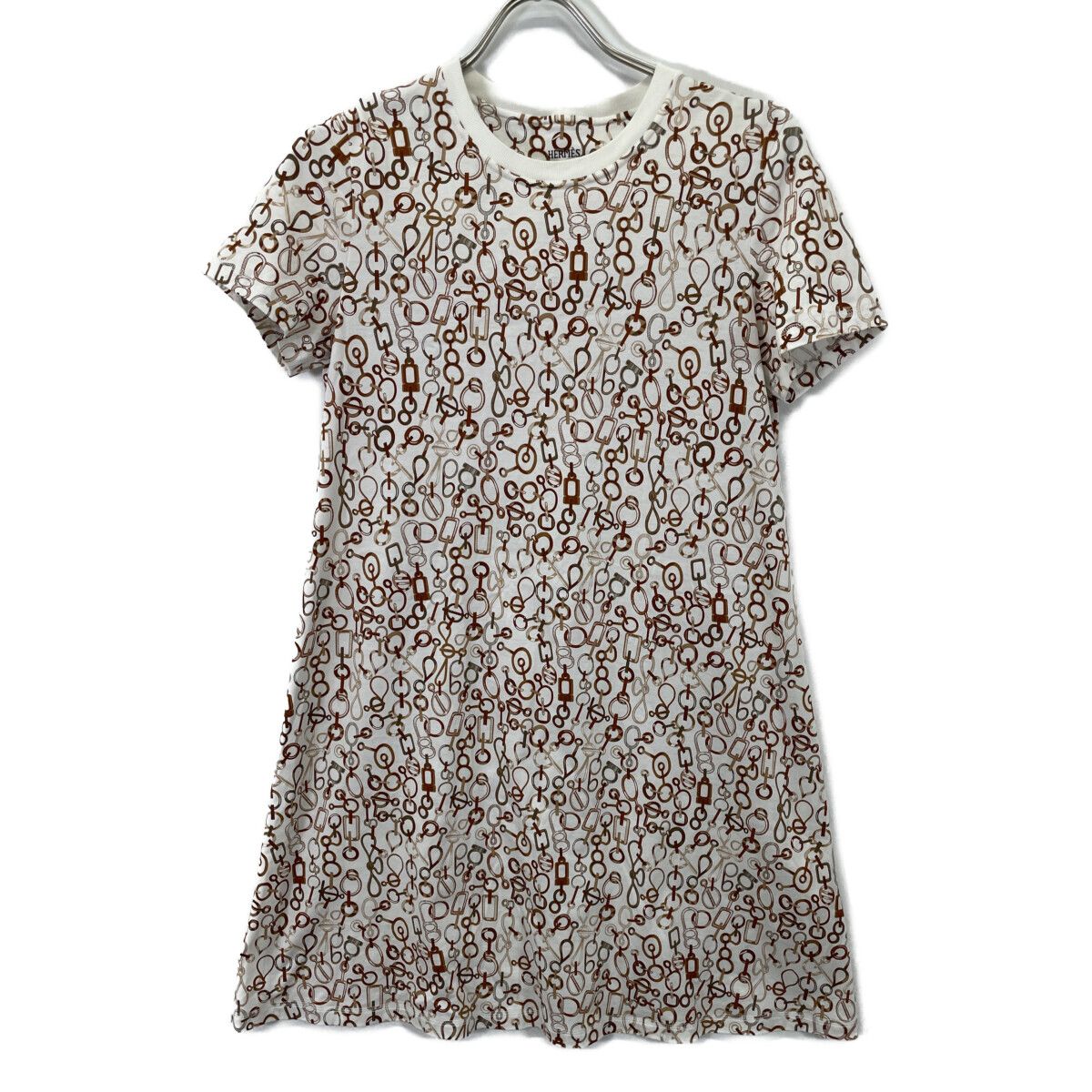 HERMES エルメス 23SS ビット柄 半袖 シャツワンピース 36