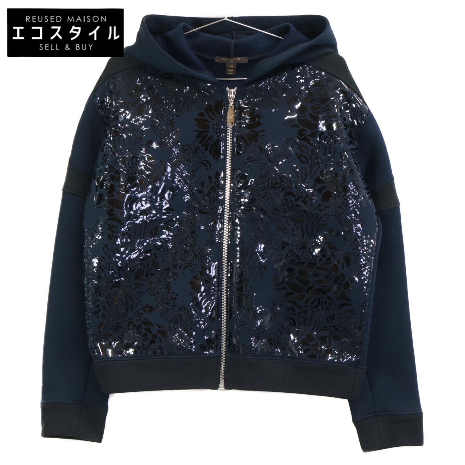 LOUIS VUITTON ルイヴィトン FDVB06QTS ボンディングパテントフラワープリントジップアップパーカー M