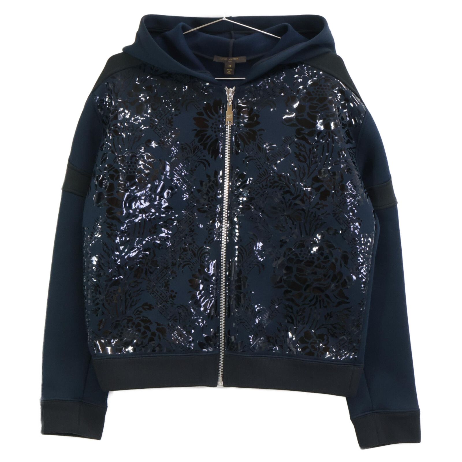 LOUIS VUITTON ルイヴィトン ボンディングパテントフラワープリントジップアップパーカー M
