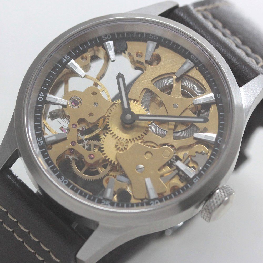  正美堂創業50周年記念ウォッチ オリジナル腕時計 スケルトン スイス製 ユニタスムーブメント 6498 303 腕時計(デジタル) 時計