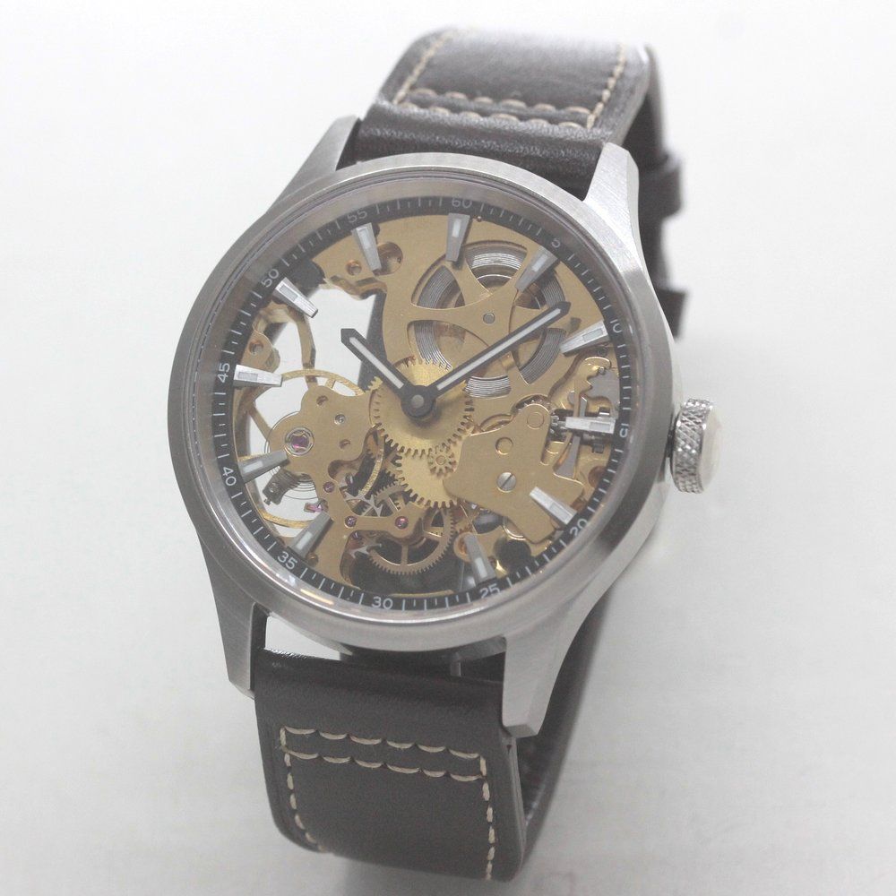 正美堂創業50周年記念ウォッチ オリジナル腕時計 スケルトン スイス製 ユニタスムーブメント 6498-303