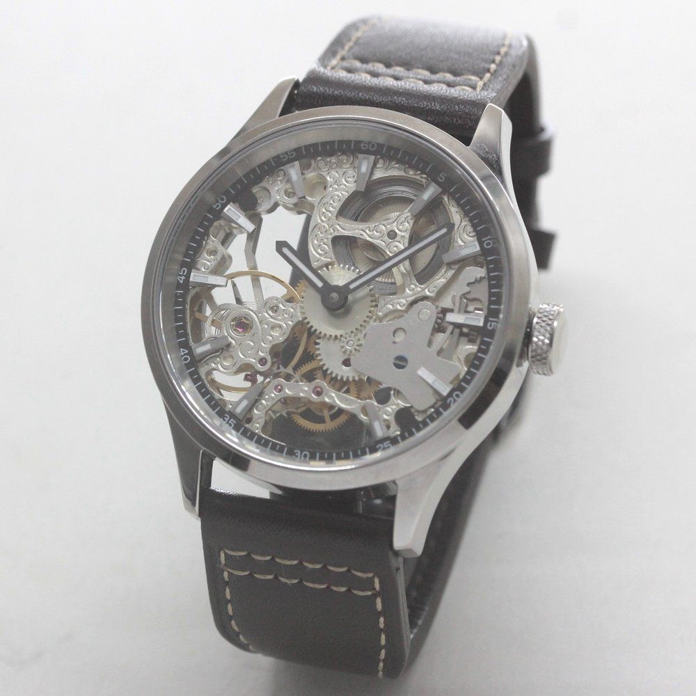 正美堂創業50周年記念ウォッチ オリジナル腕時計 スケルトン スイス製 ユニタスムーブメント 6498-304