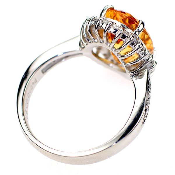 Pt900 インペリアルトパーズ ダイヤモンド リング 5.48ct D0.39ct