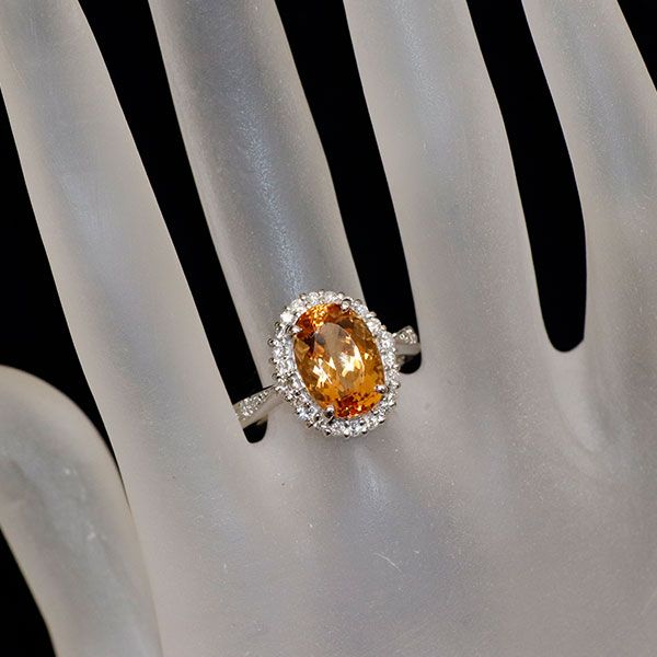 pt900 インペリアルダイヤモンドリング Pt900 インペリアルトパーズ ダイヤモンド リング 5.48ct D0.39ct