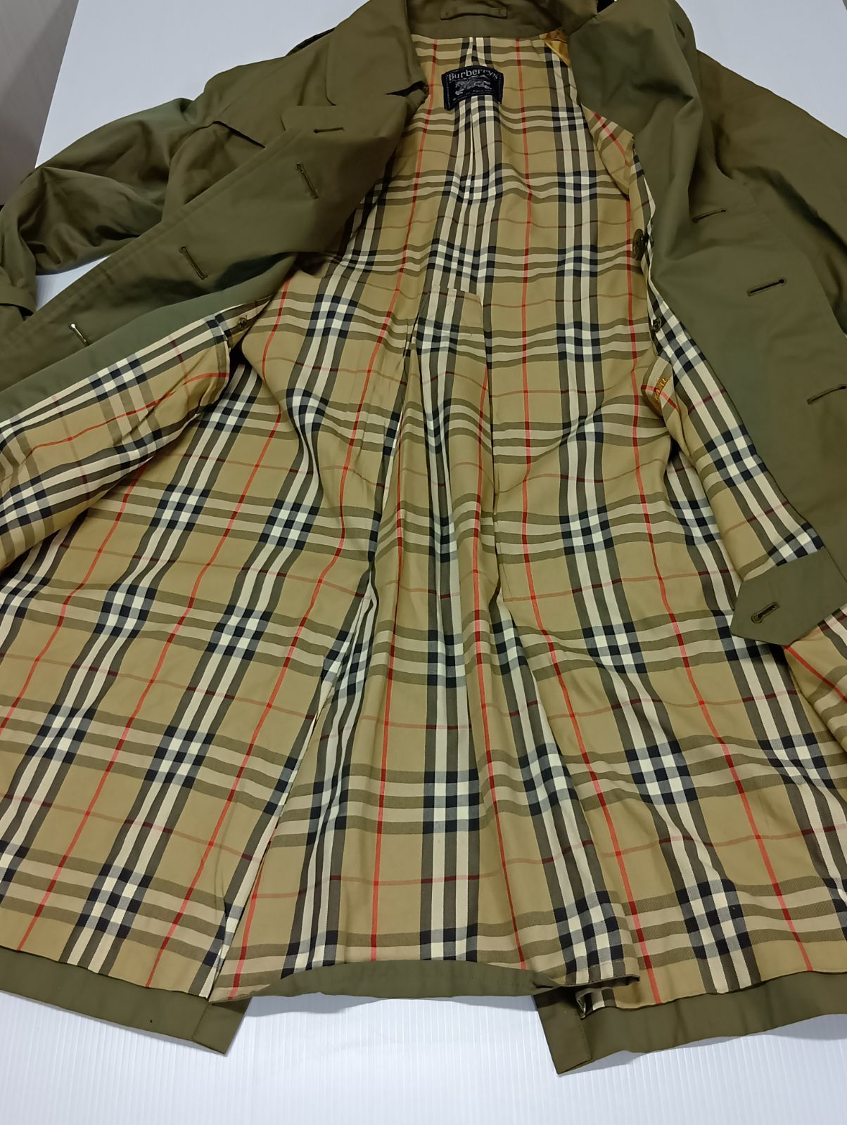 ヴィンテージ Burberrys バーバリーズ Made in England ノバチェック トレンチコート 玉虫色 綿100％
