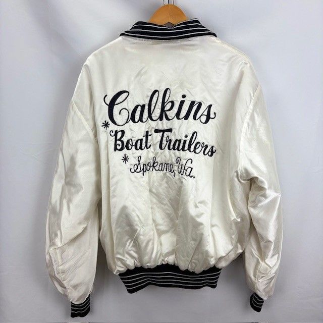 70‐80年代 Delong ナイロン レタージャケット スタジャン Calkins Boat-Trailer 企業ジャケット サイズXL 07110301 861
