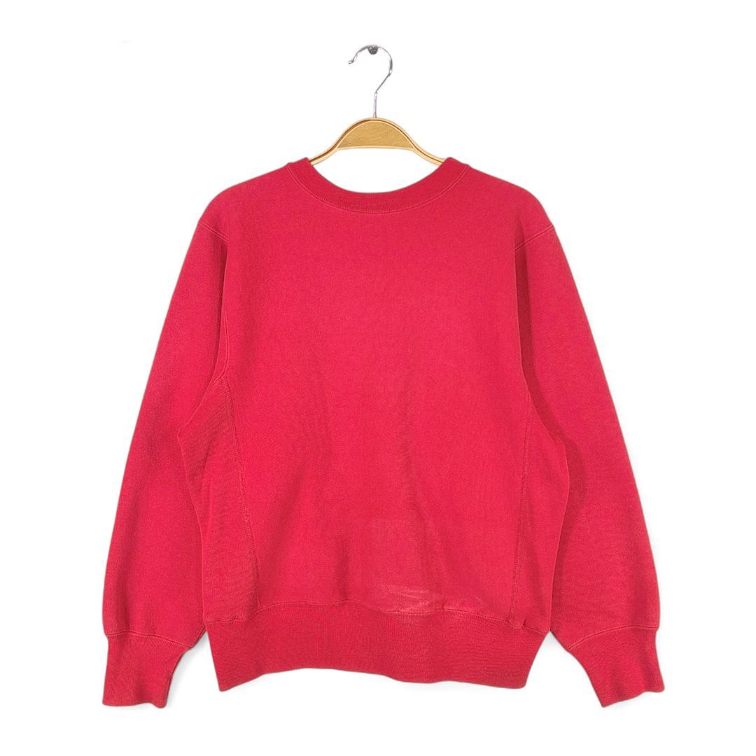 80s チャンピオン × ランズエンド 目無し ヴィンテージスウェット 無地 レッド レディースS 古着 CF0984