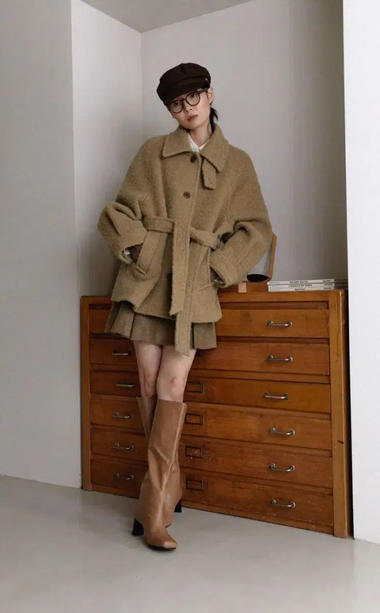 NOMELET 麻ゴー ブークレ ハーフコート ベージュ 01サイズ