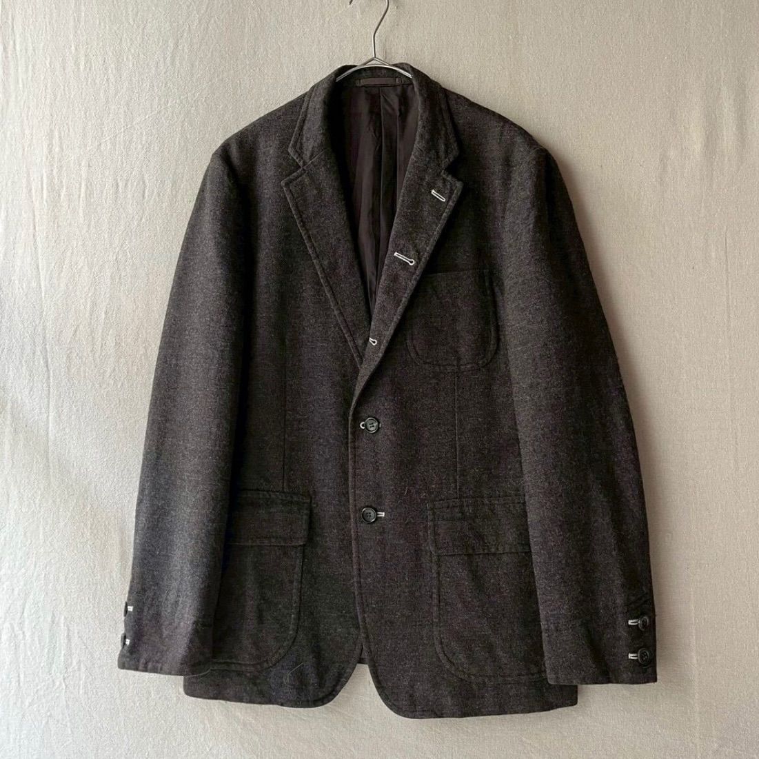 AD2009 COMME des GARCONS HOMME テーラード ジャケット S ウール リネン ブラウン アーカイブ O5-10035-91108