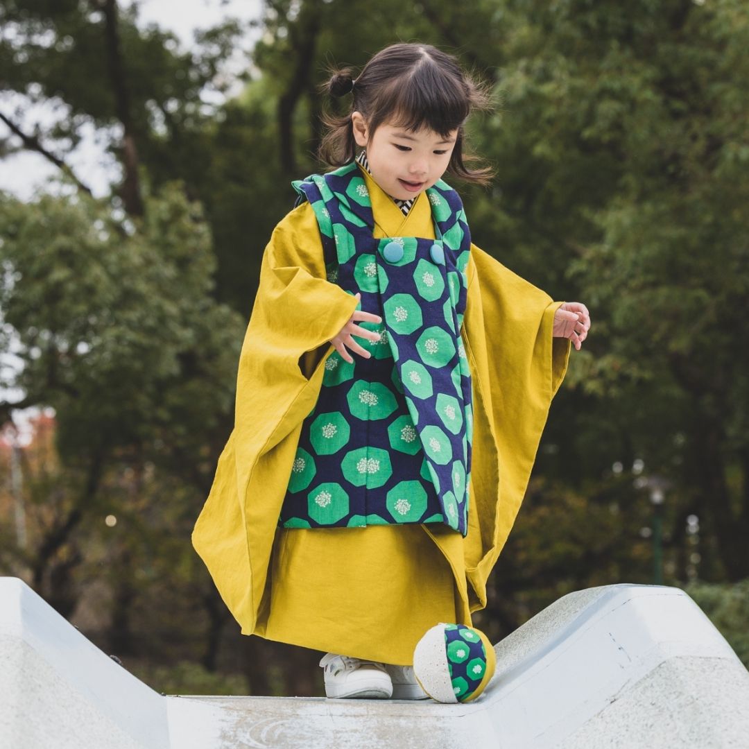  被布 七五三 3歳着物 七五三着物 七五三男の子 七五三女の子 753 被布コート 緑 グリーン 撮影 衣装 着物 着物ドレス 着物 浴衣 和小物