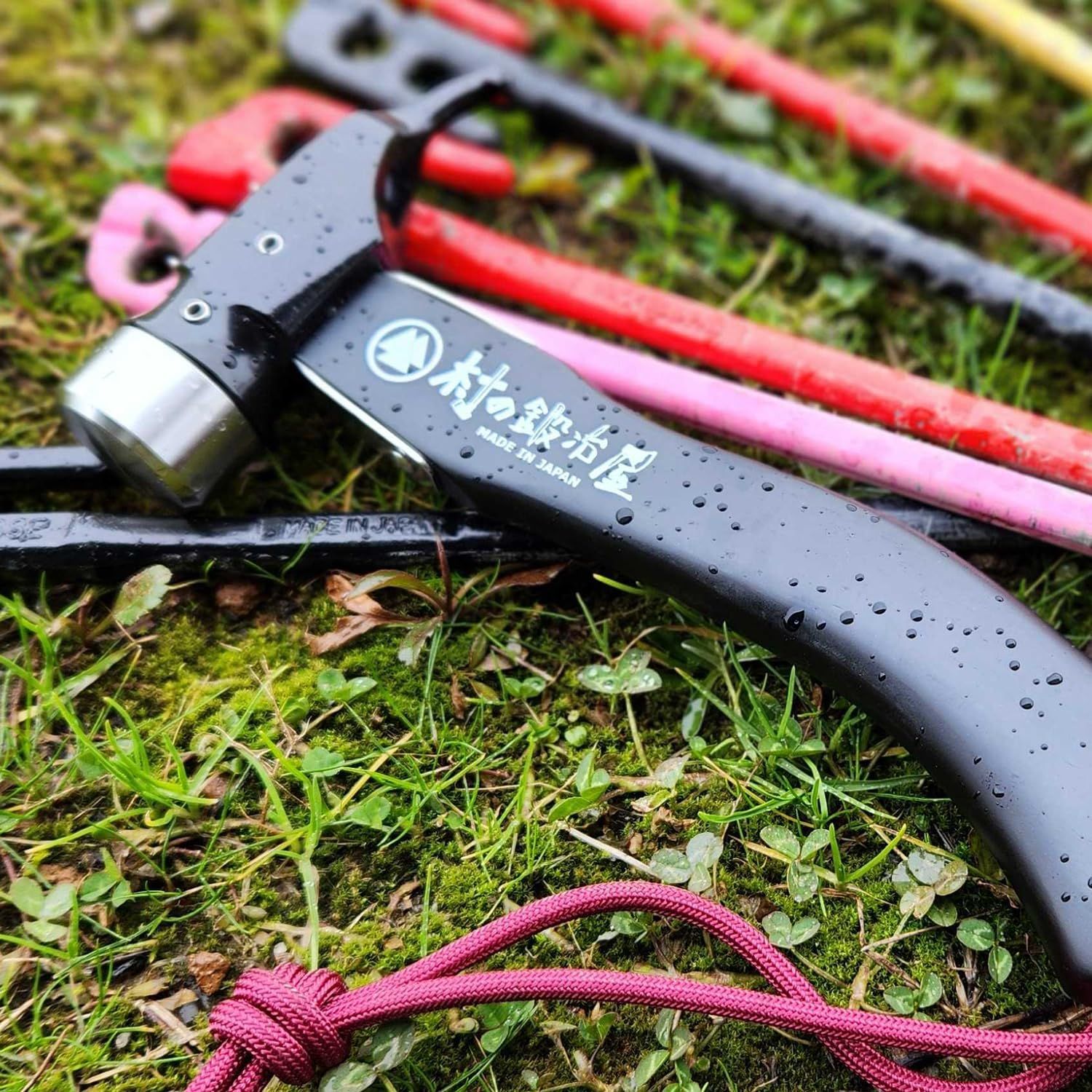 村の鍛冶屋 鍛造 焼入れ ペグハンマー エリッゼステーク ハンマー ショート ブラック柄 真鍮ヘッド×クローム 燕三条製 MADE IN JAPAN OLIVEOS_COM_TR