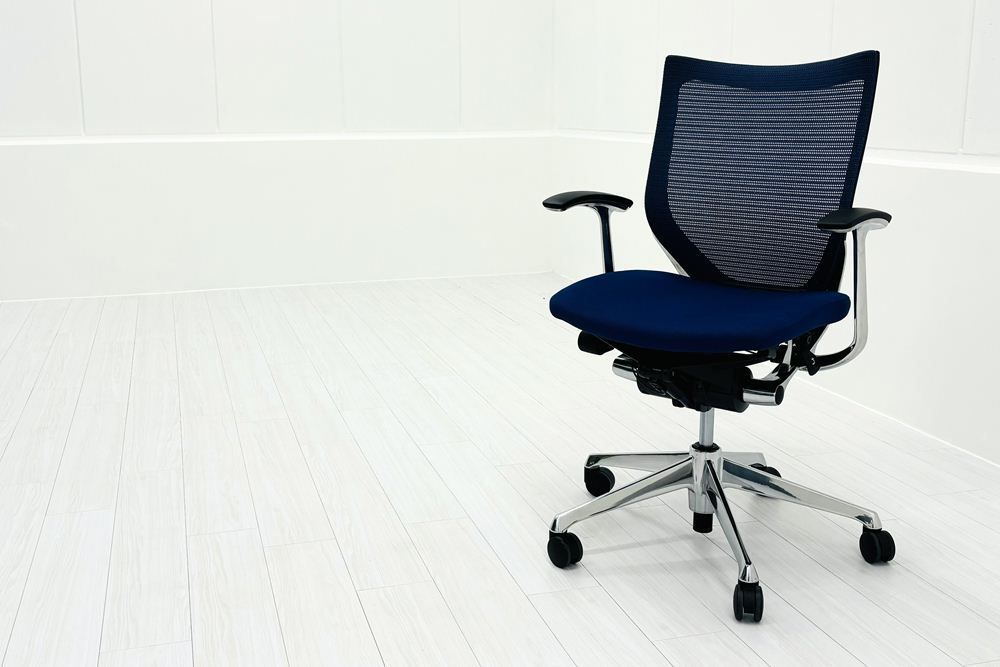 オカムラ バロンチェア ローバック OKAMURA Baron 固定肘 オフィス家具 ミディアムブルー A000003579