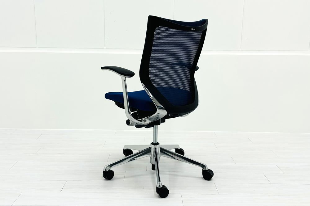 オカムラ バロンチェア ローバック OKAMURA Baron 固定肘 オフィス家具 ミディアムブルー A000003579