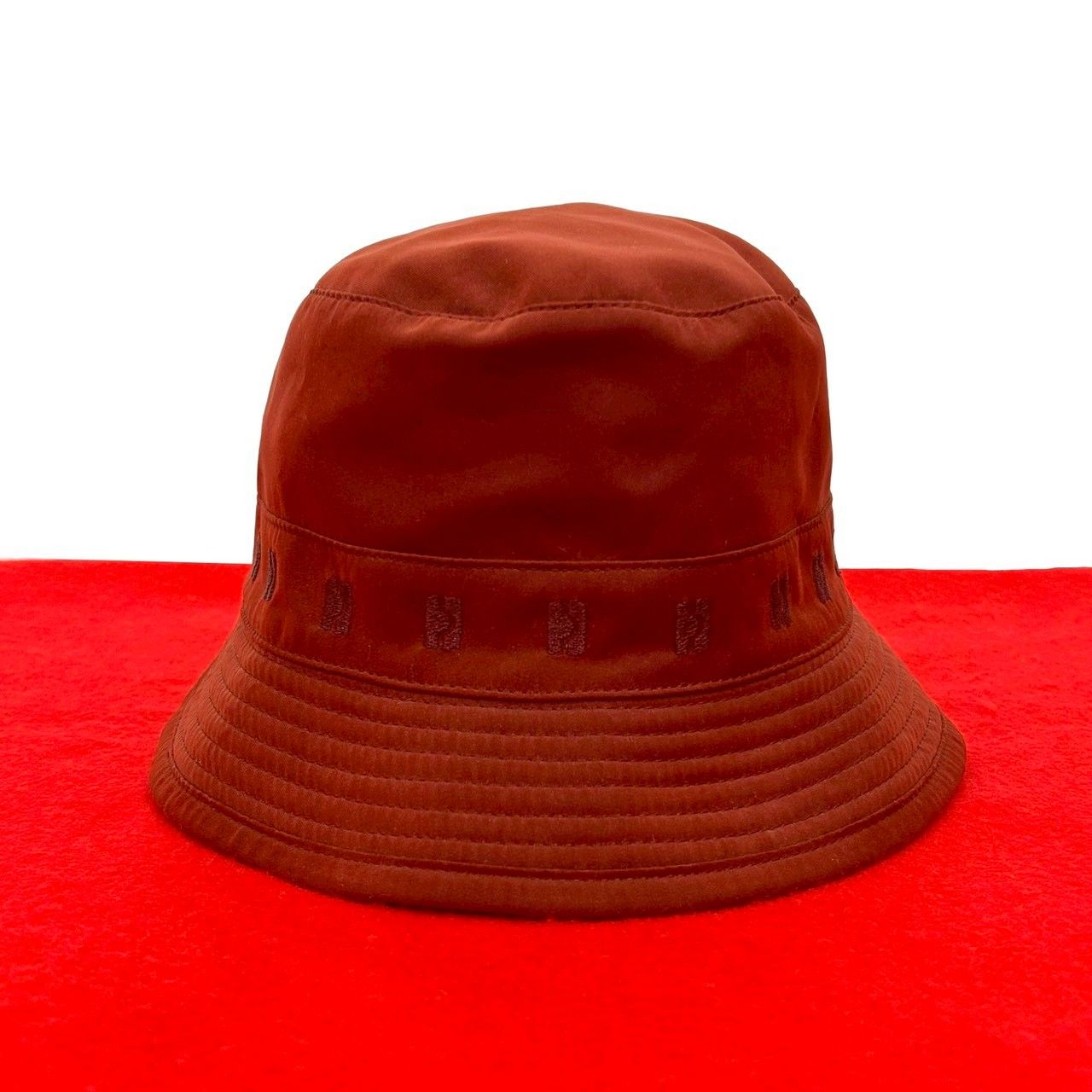 品 HERMES エルメス バケットハット 刺繡 ポリエステル ナイロン アセテート 帽子 小物 レッド 29775