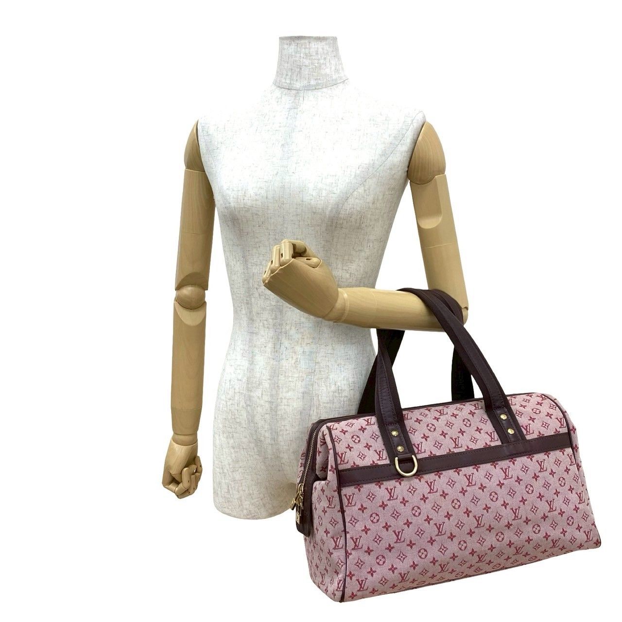 LOUIS VUITTON ルイヴィトン ヴィンテージ ジョセフィーヌ GM モノグラム ミニ キャンバス レザー ボストンバッグ チェリー f2037