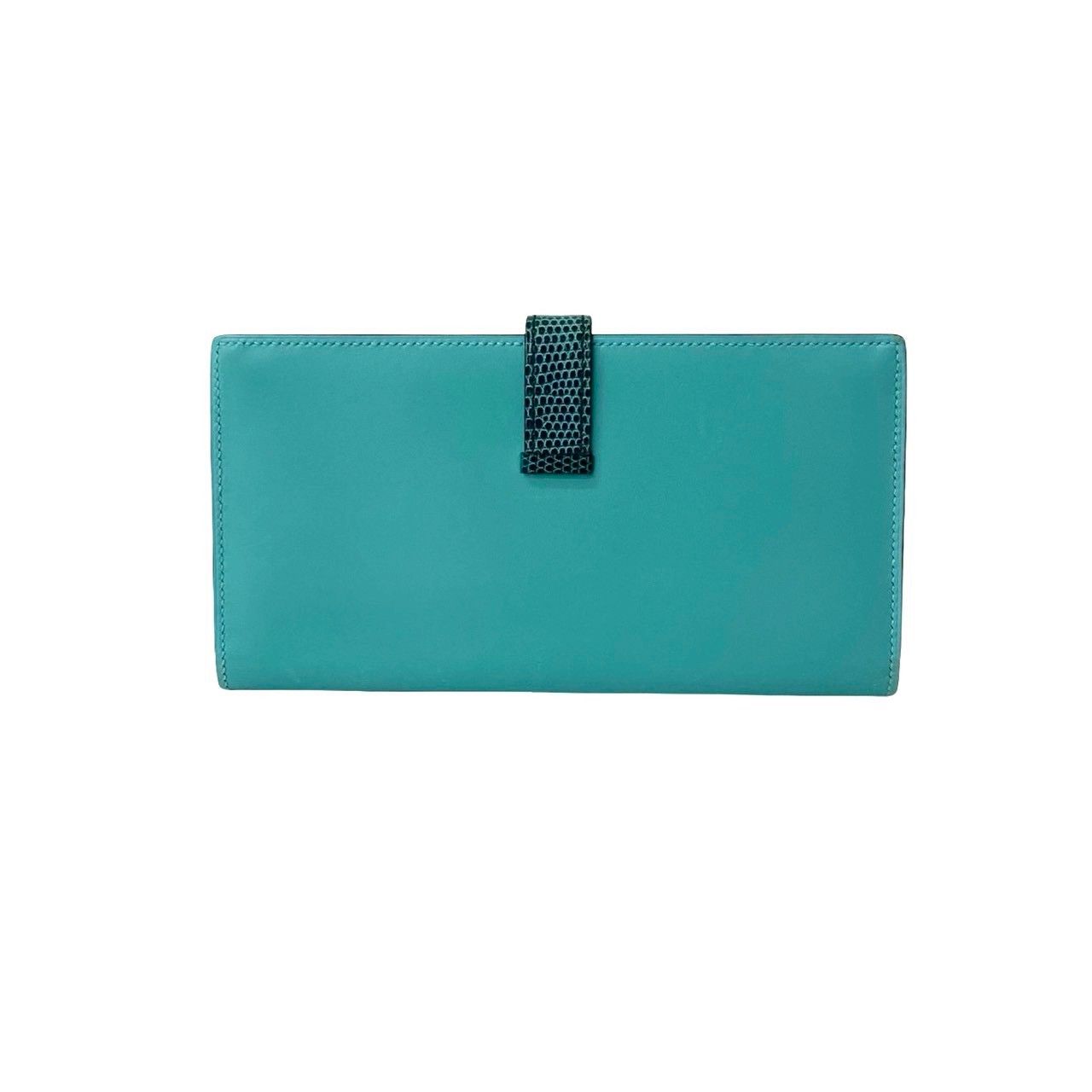 T 刻印 HERMES エルメス ベアン スフレ リザード タデラクト レザー 本革 長財布 ブルーアトール ブルーぺトロール 29271