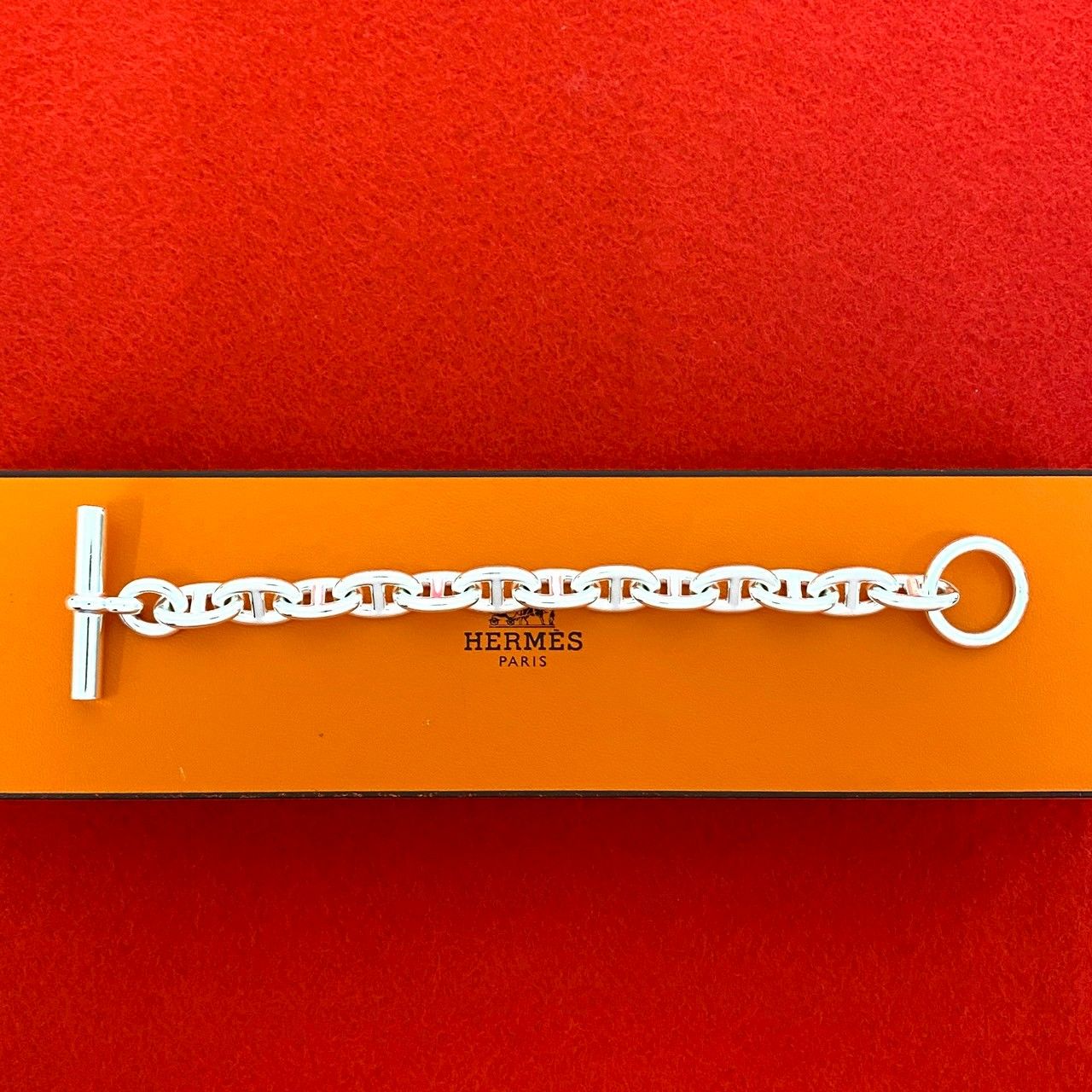 き HERMES エルメス シェーヌダンクル MM 13コマ シルバー925 チェーン ブレスレット 小物 シルバー me2-9