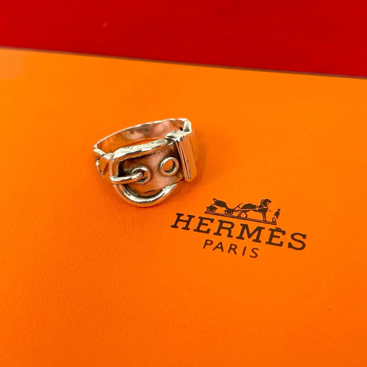 HERMES エルメス ブックルセリエ ベルトリング シルバー925 指輪 15号 メンズ 小物 シルバー 409 2