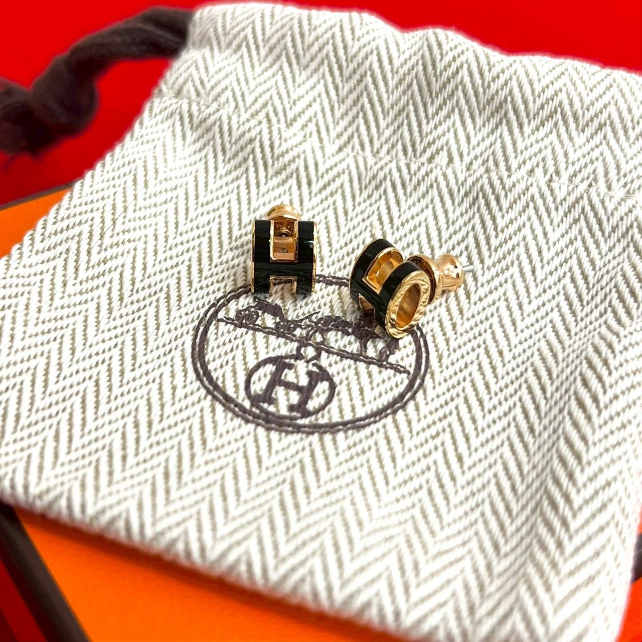 極 美品 箱 袋付き HERMES エルメス ミニ ポップ H ロゴ ピアス