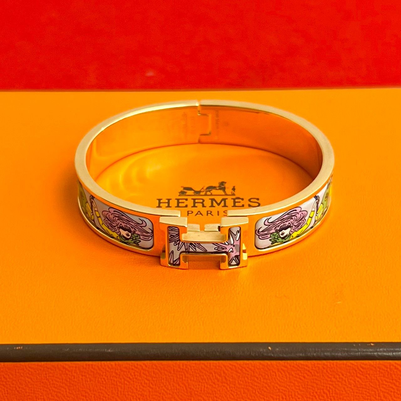 品 HERMES エルメス クリック H ブレスレット バングル レディース ゴールド マルチ 16550