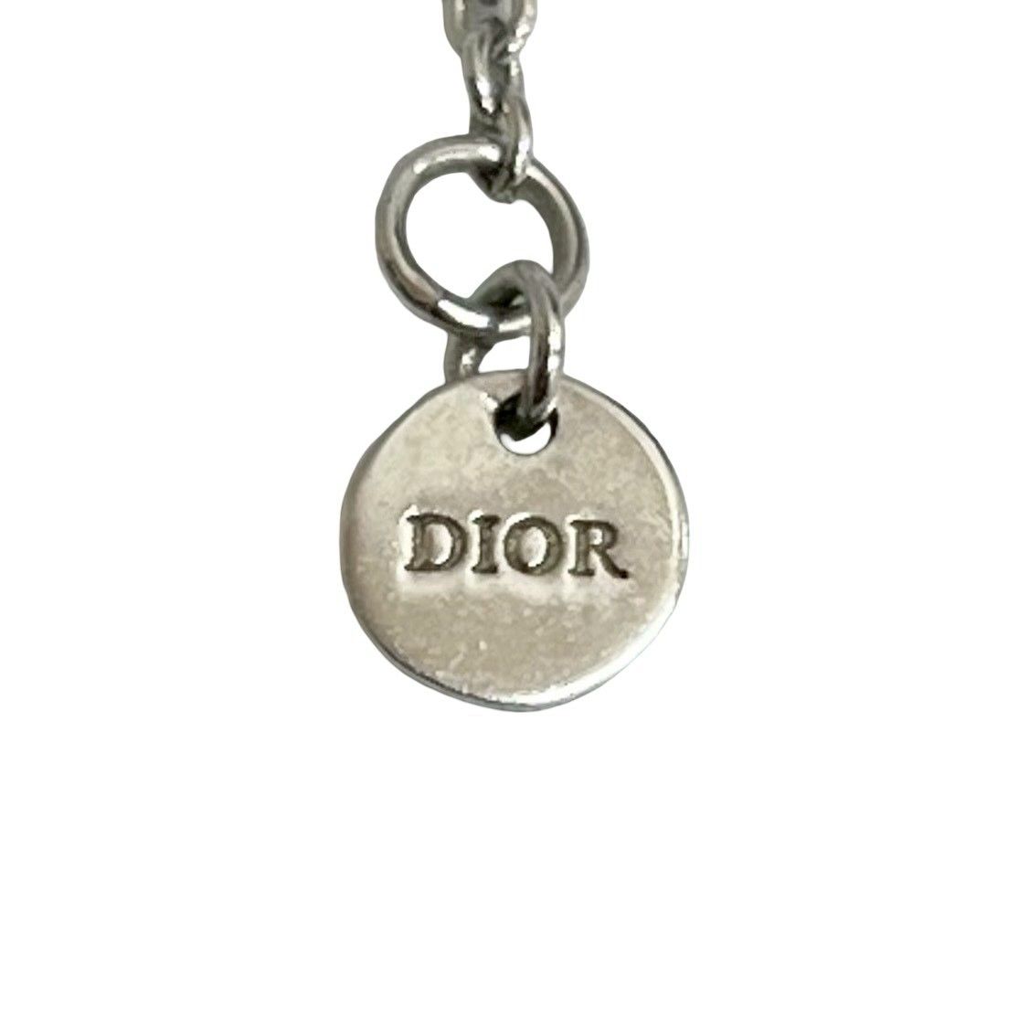 Christian Dior ディオール CD ロゴ ラインストーン 合金 チェーン ブレスレット バングル シルバー 63558