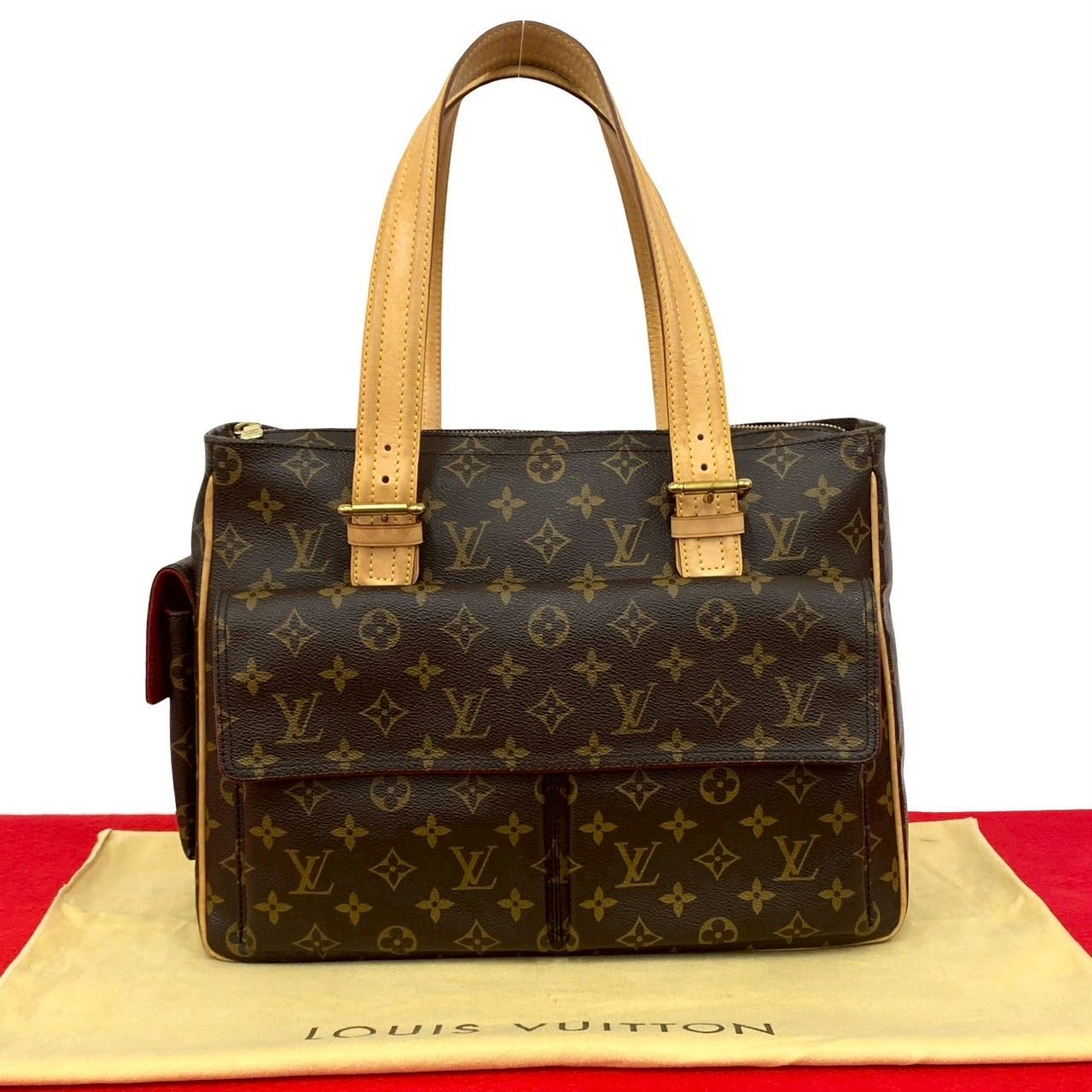 袋付 LOUIS VUITTON ルイヴィトン ミュルティプリ シテ モノグラム レザー 本革 トートバッグ ハンドバッグ ブラウン 28561
