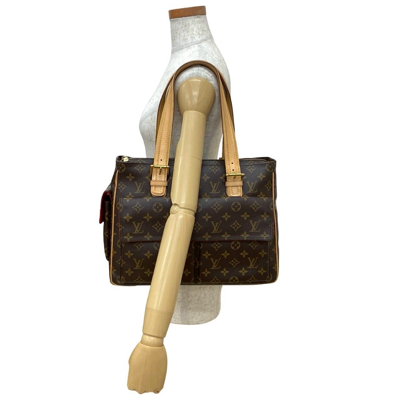 袋付 LOUIS VUITTON ルイヴィトン ミュルティプリ シテ モノグラム レザー 本革 トートバッグ ハンドバッグ ブラウン 28561