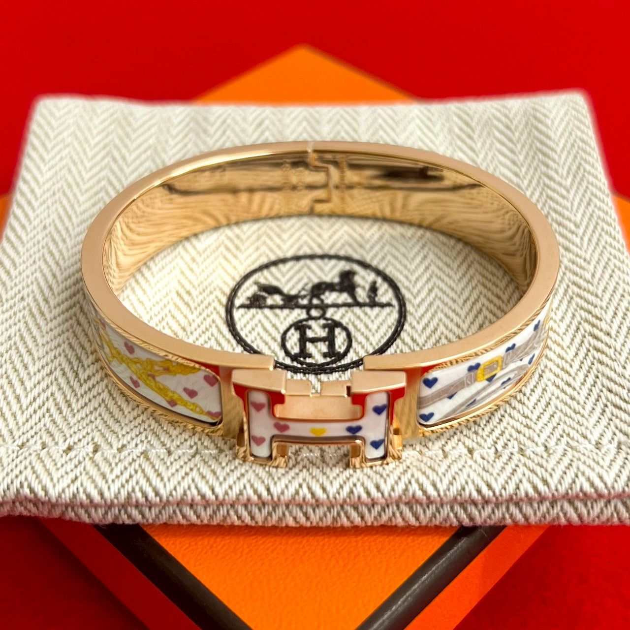 HERMES エルメス クリックH ブリッド ドゥ ガラ ラヴ ハート GP ブレスレット バングル レディース ゴールド 37624