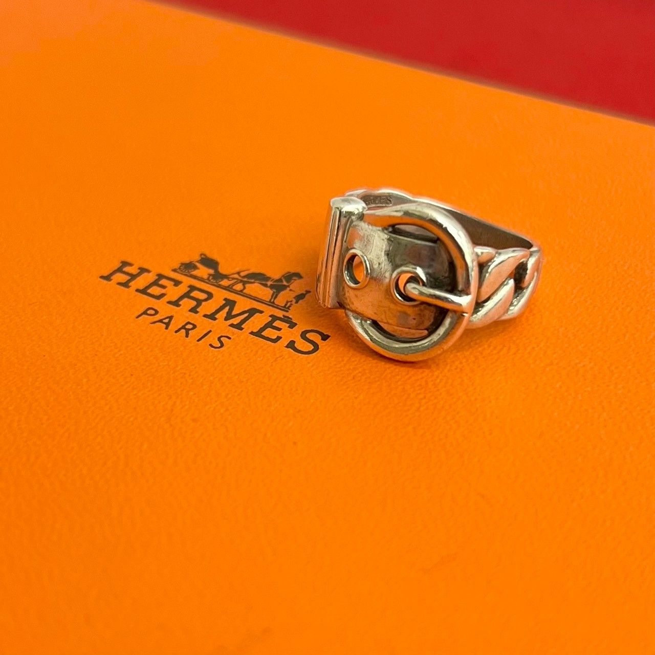 HERMES エルメス ブックルセリエ ベルトリング シルバー925 指輪 12号 小物 シルバー 63117