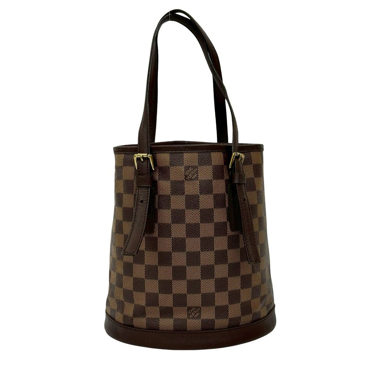 ポーチ付き LOUIS VUITTON ルイヴィトン ヴィンテージ マレ ダミエ レザー トートバッグ セミ ショルダーバッグ ブラウン 45023 DECORATOM_COM_BR