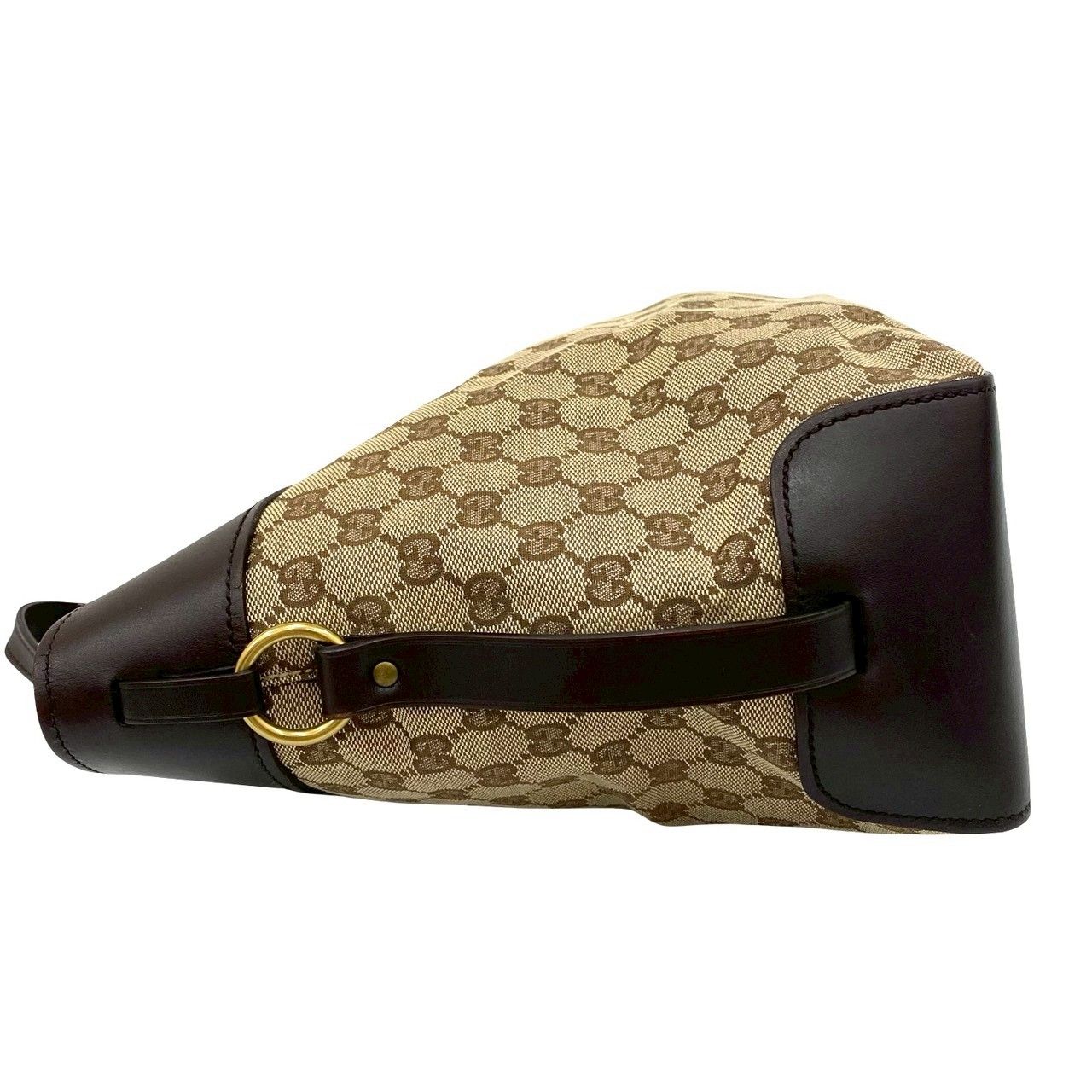品 GUCCI グッチ GG ロゴ ベルト金具 キャンバス レザー 本革 トートバッグ ハンドバッグ ビジネスバッグ ブラウン 04393 DECORATOM_COM_BR