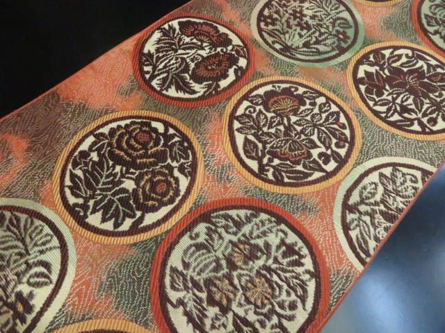 平和屋着物○八寸名古屋帯 紬地 菱繋ぎ 黒地 正絹 逸品 DAAY0262ob