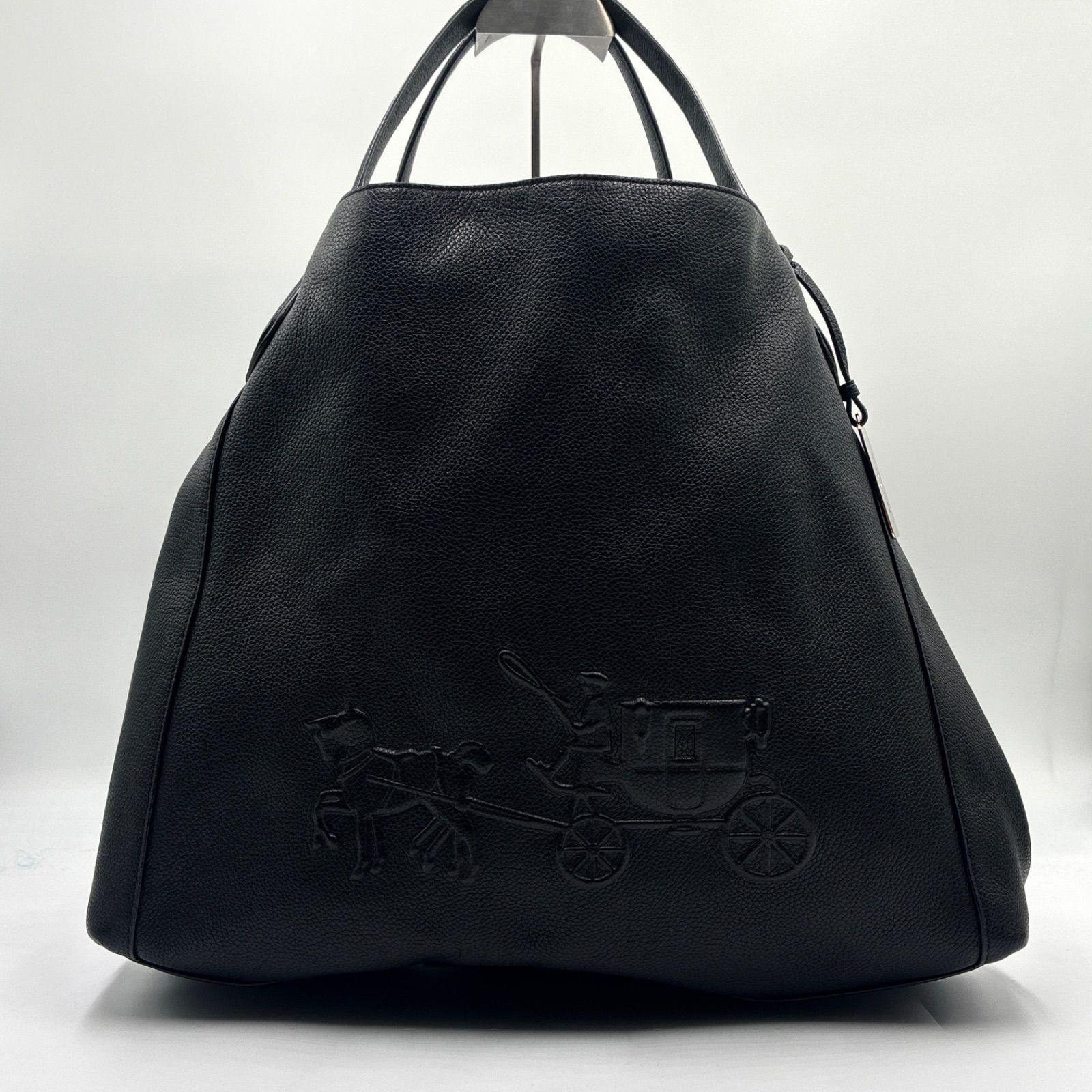 箱袋付 COACH コーチ イーディ 馬車ロゴ 型押し トートバッグ オールレザー