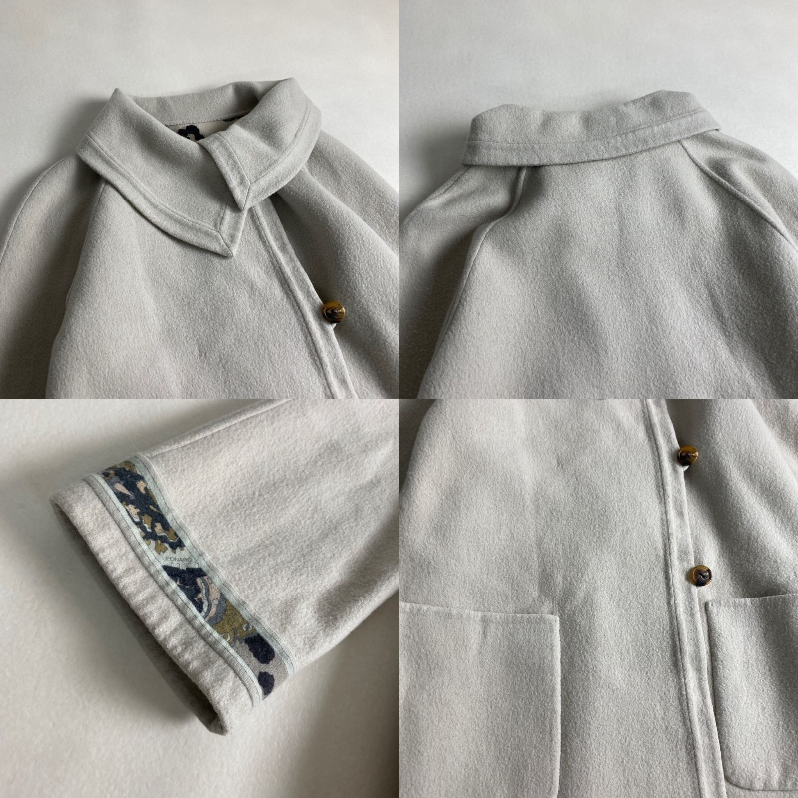 レオナール ロングコート リバーシブル ペイズリー LEONARD FASHION ホワイト×マルチ 9 M L相当 GULLKHAN_COM