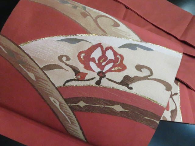 伝統工芸品 首里花織 南風原花織 九寸名古屋帯 開き名古屋 ロートン織 正絹