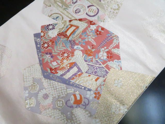 伝統工芸品 首里花織 南風原花織 九寸名古屋帯 開き名古屋 ロートン織 正絹