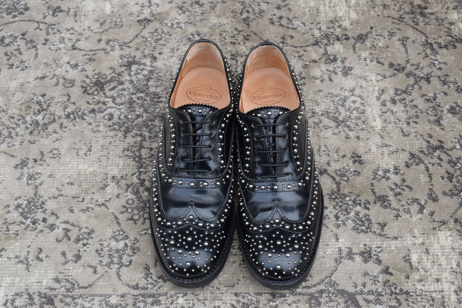 Church s チャーチ BURWOOD MET バーウッド メット ウイング 内羽根 スタッズ 黒 ブラック 36 23cm W3170