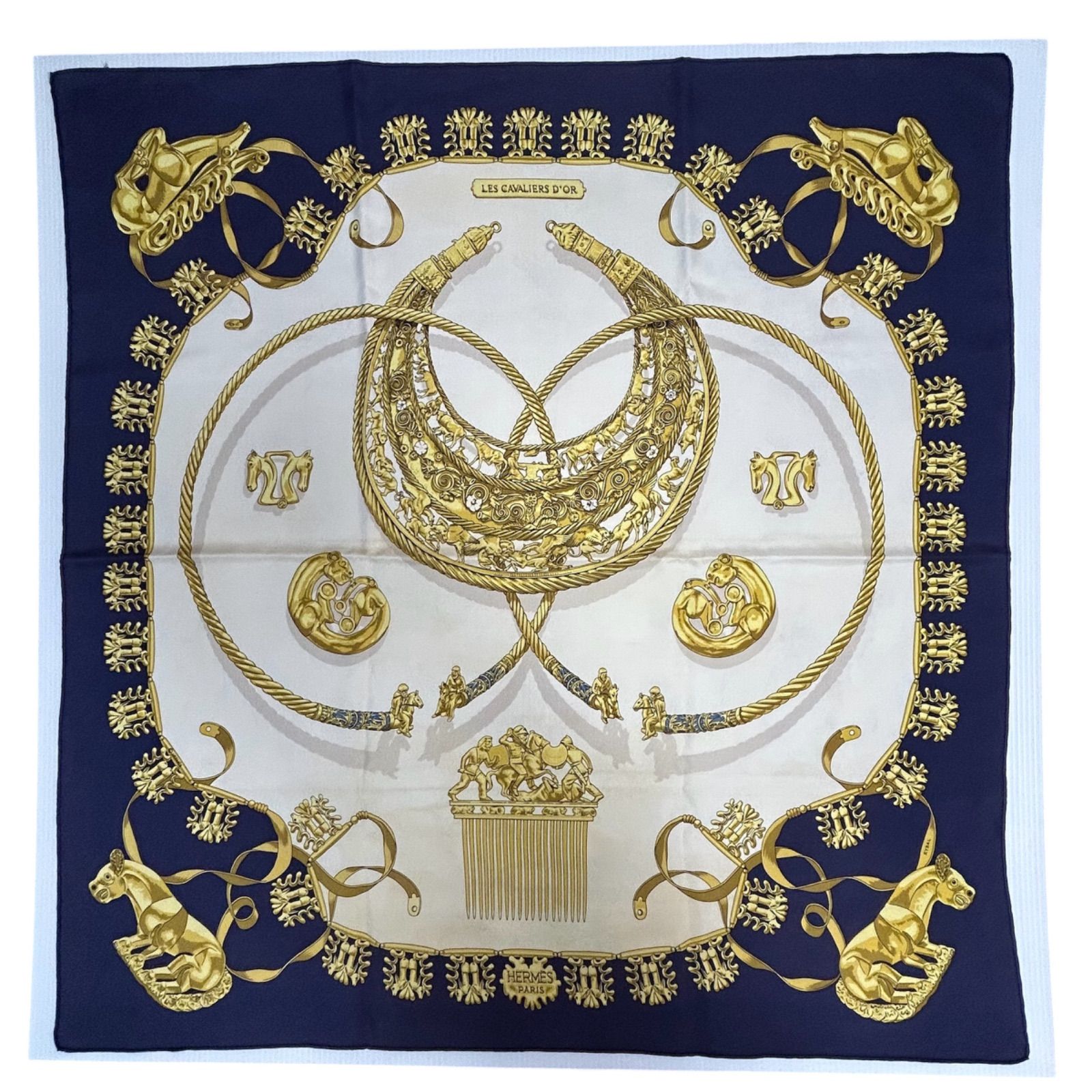 中古美品】エルメス HERMES スカーフ カレ90 Les Cavaliers d 