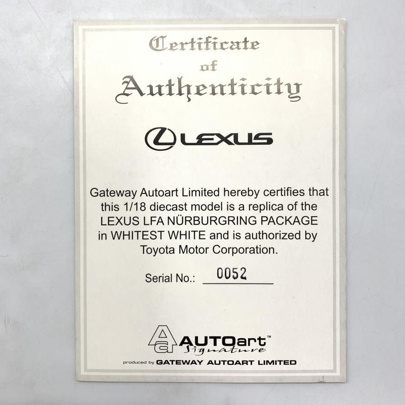  AUTOart 1 18 LEXUS LFA PACKAGE WHITEST WHITE ミニカー 10 その他 ミニカー