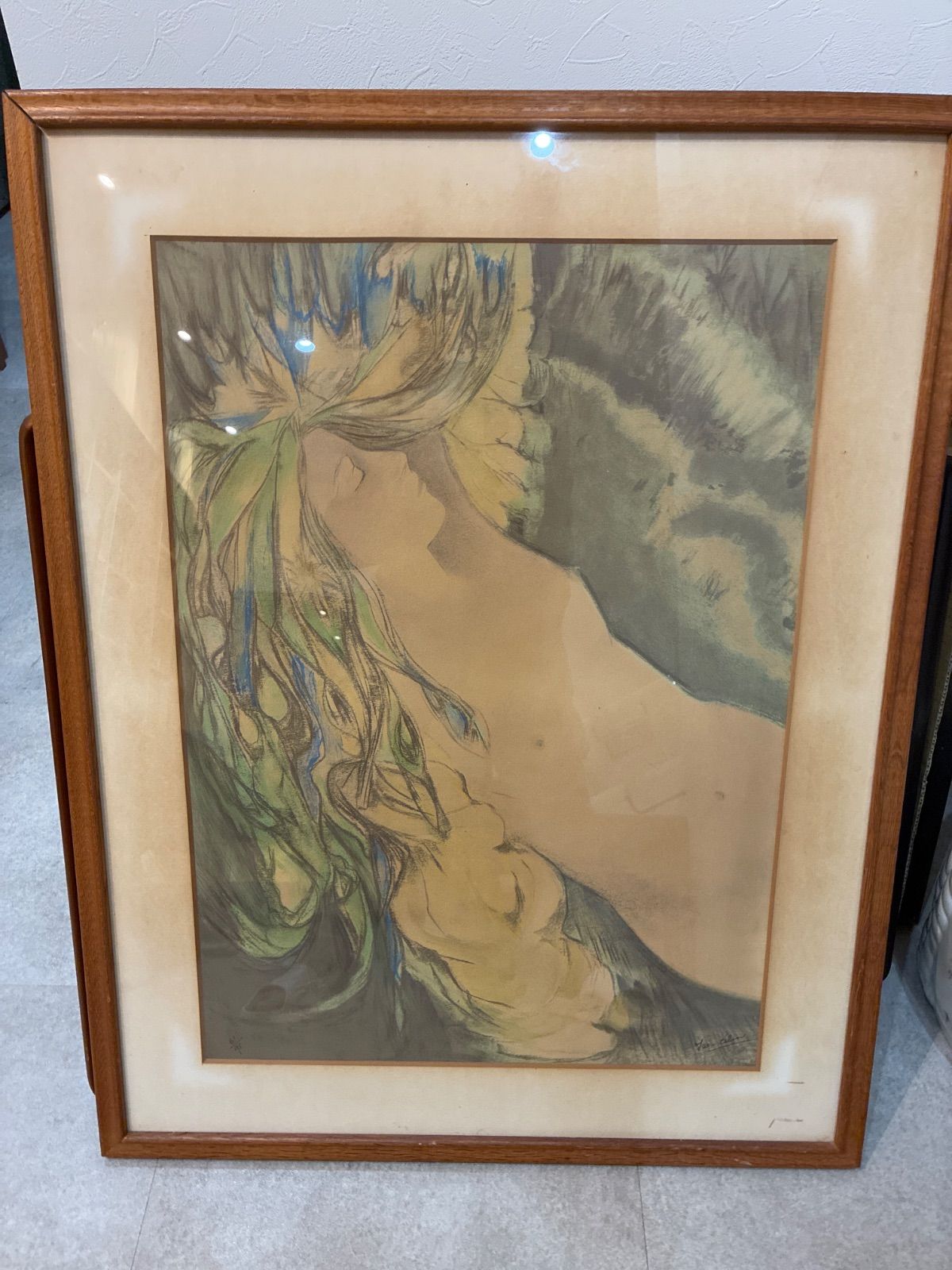 裸婦 版画 直筆サイン有 額装 額入り 美術 芸術 壁掛け飾り