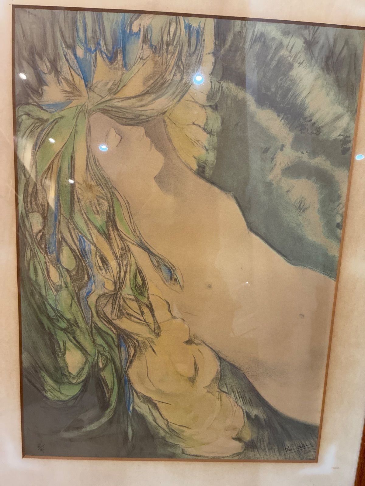 裸婦 版画 直筆サイン有 額装 額入り 美術 芸術 壁掛け飾り