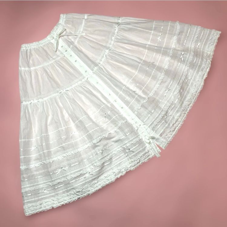 ピンクハウス 白 ピコフリル ピンタック使い綿ローンスカート 夏