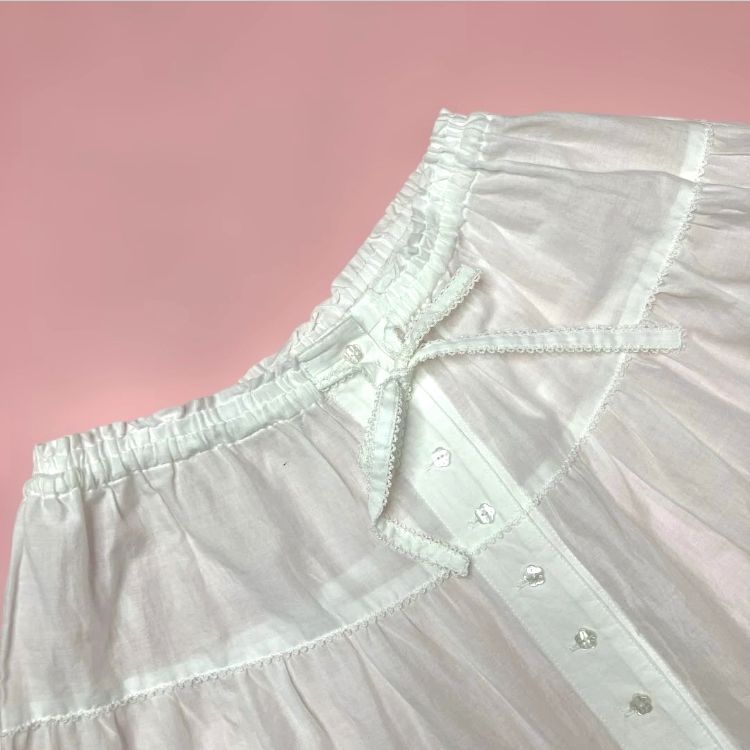 ピンクハウス 白 ピコフリル ピンタック使い綿ローンスカート 夏