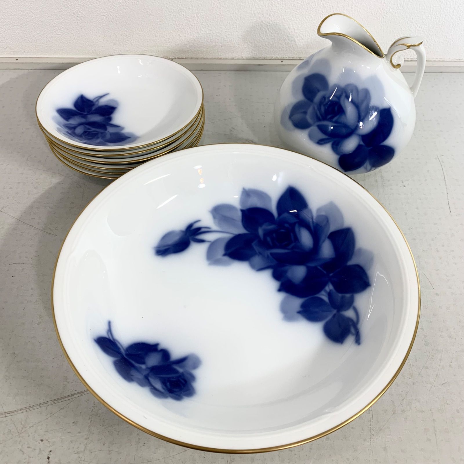 OKURA 大倉陶園 ブルーローズ 25cm プレート 小皿 中皿 大皿 水差し クリーマー